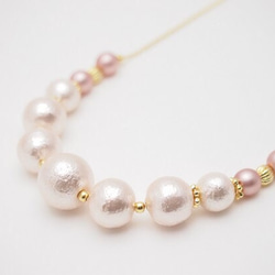 粉白色棉質珍珠項鍊*Pink blossom* 第2張的照片