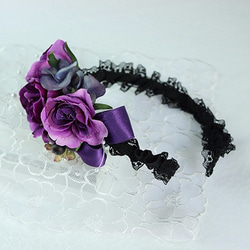薔薇と紫陽花のカチューシャ（アーティフィシャルフラワー） 4枚目の画像