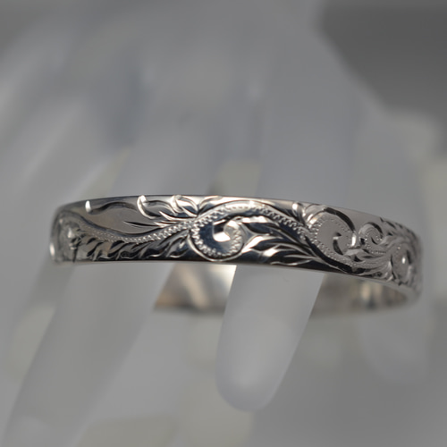 [手彫り]ハワイアンバングル(ハイビスカス/S) 手彫り]ハワイアンバングル(ハイビスカス/S)