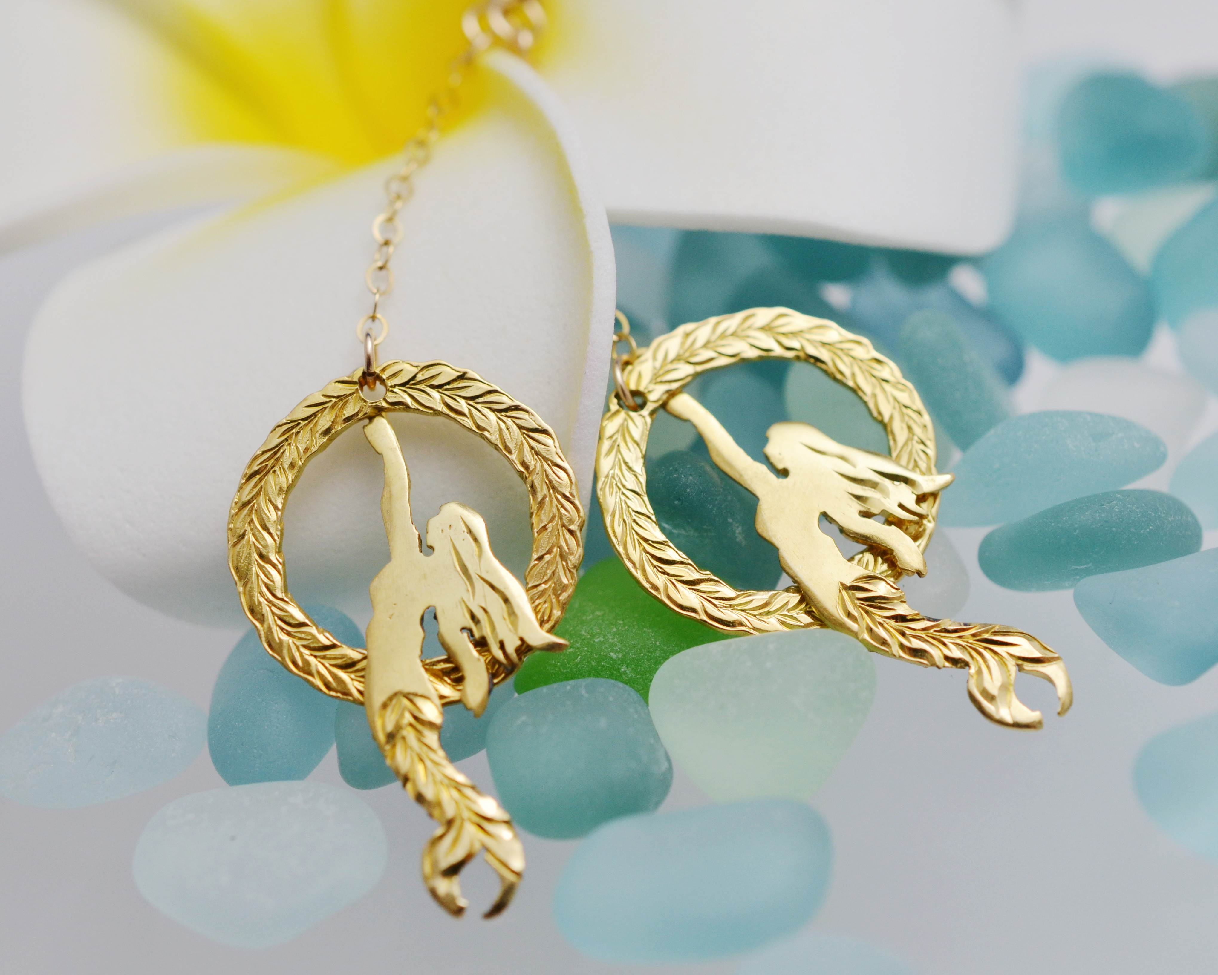 ハワイアンジュエリー　Milimiliマーメイドピアス・ゴールド×ゴールド【受注制作】