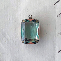 Glass Pendant Octagon 約21mm×13mm [PDT-331-2]＊1個＊Vintage＊ 7枚目の画像