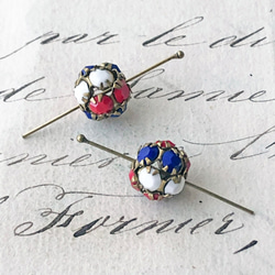 Rhinestone Ball Beads 約9mm×10mm [BE-185]＊2個＊Vintage＊ 3枚目の画像