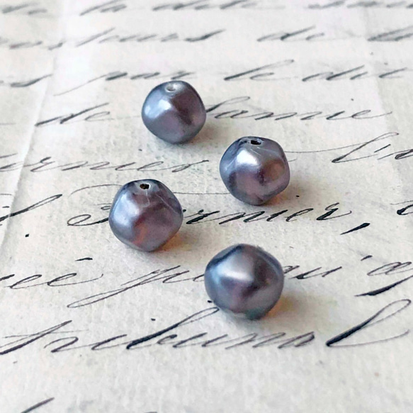 Glass Beads 約8-9mm [BE-190]＊4個＊Vintage＊ 1枚目の画像