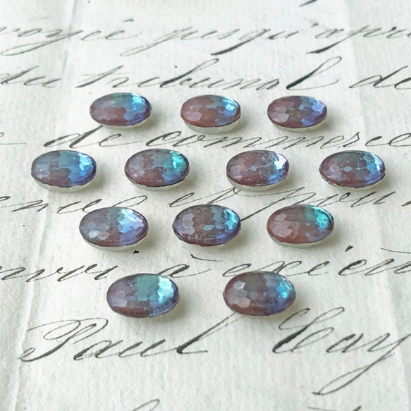 Sew-on Glass Oval 約10mm×7mm [SPH-20-2]＊1個＊Vintage＊ 5枚目の画像