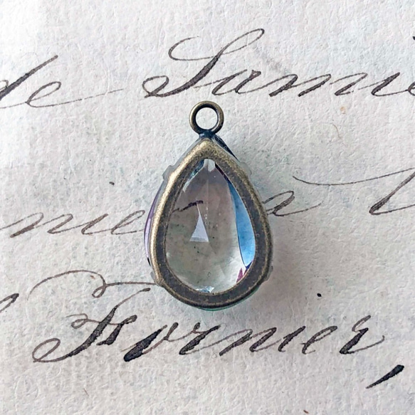 Glass Pendant Pear 約21mm×13mm [PDT-478]＊1個＊Vintage＊ 5枚目の画像