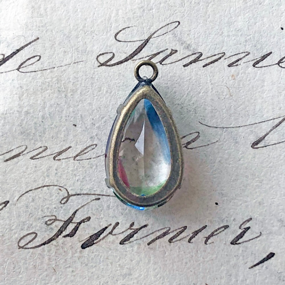 Glass Pendant Pear 約23mm×12mm [PDT-476]＊1個＊Vintage＊ 5枚目の画像