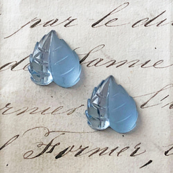 Glass stones Leaf 約18mm×16mm [GLS-084]＊2個＊Vintage＊ 2枚目の画像