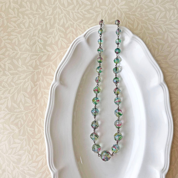 Art Deco Glass Beads Necklace 約45mm [NC-003]＊Vintage＊ 1枚目の画像