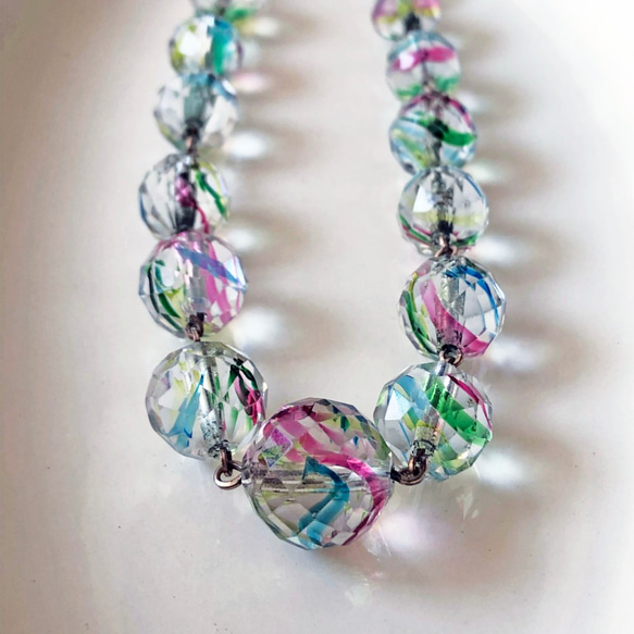 Art Deco Glass Beads Necklace 約45mm [NC-003]＊Vintage＊ 3枚目の画像