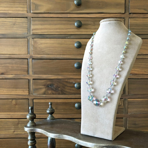Art Deco Glass Beads Necklace 約45mm [NC-003]＊Vintage＊ 4枚目の画像