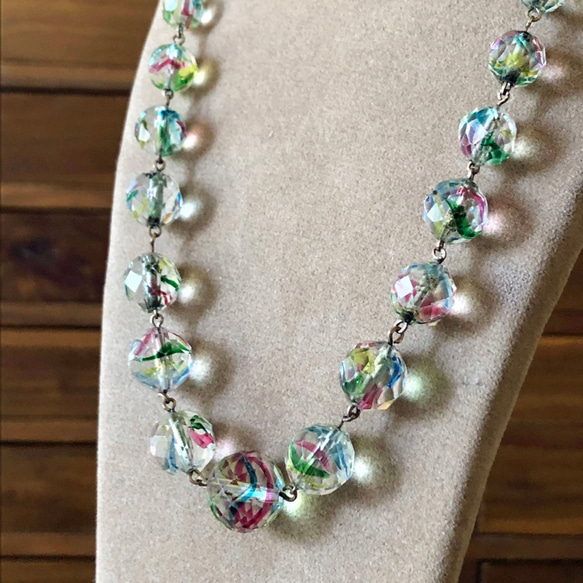 Art Deco Glass Beads Necklace 約45mm [NC-003]＊Vintage＊ 5枚目の画像