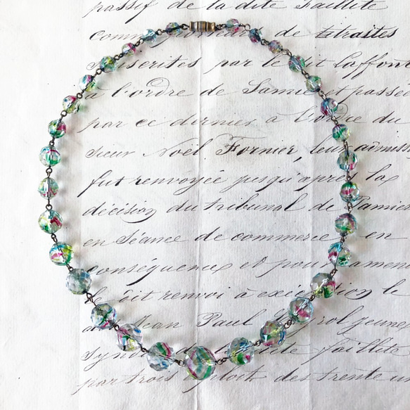 Art Deco Glass Beads Necklace 約45mm [NC-003]＊Vintage＊ 6枚目の画像