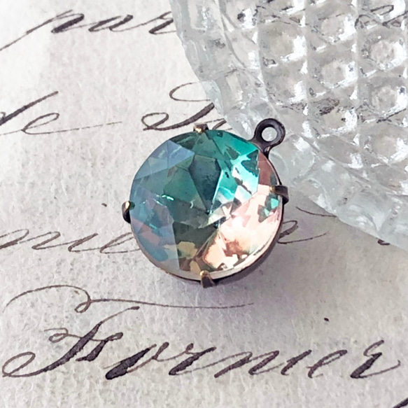 Glass Pendant Round 約15mm [PDT-527]＊1個＊Vintage＊ 1枚目の画像