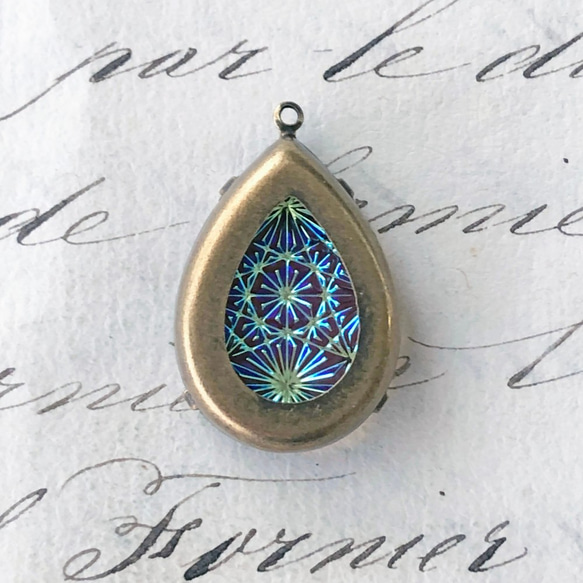 Glass Pendant Pear 約28mm×18mm [PDT-533]＊1個＊Vintage＊ 5枚目の画像