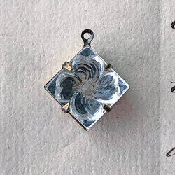 Glass Pendant Square 約20mm×17mm [PDT-603]＊1個＊Vintage＊ 2枚目の画像