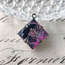 Glass Pendant Square 約20mm×17mm [PDT-605]＊1個＊Vintage＊ 2枚目の画像