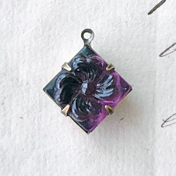 Glass Pendant Square 約20mm×17mm [PDT-605]＊1個＊Vintage＊ 3枚目の画像