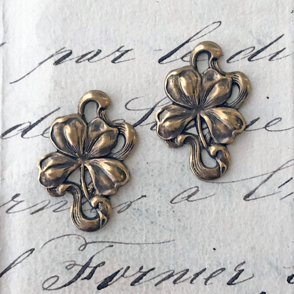 Clover Openwork Stampings 約25mm x 16mm [FIN-016]＊2個＊ 3枚目の画像