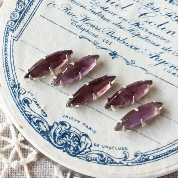 Rose Montee Amethyst Marquise 11x4mm [SO-031]＊5個＊Vintage 1枚目の画像