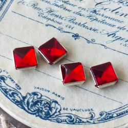 Rose Montee Ruby Square 約5mm [SO-045] ＊4個＊Vintage 1枚目の画像