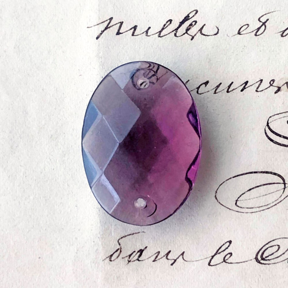 2-Hole Glass Beads 25x18mm Amethyst [BE-004]＊1個＊Vintage 1枚目の画像