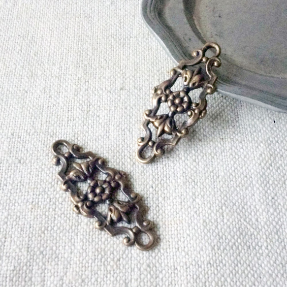 Floral filigree Connector 29x12mm [FIN-032]＊2-Ring＊2個＊ 1枚目の画像