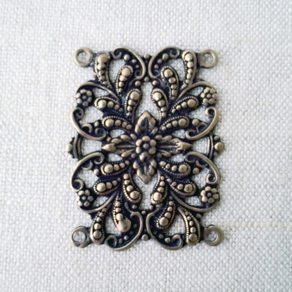 Floral Ocagon Filigree 35.7x27.1mm [FIN-042]＊4-Ring＊1個＊ 4枚目の画像