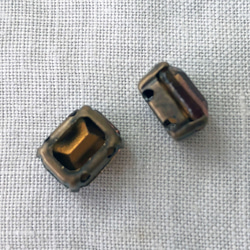 Sew-on Glass Octagon 約10mm×8mm [GOS-047]＊2個＊Vintage＊ 5枚目の画像