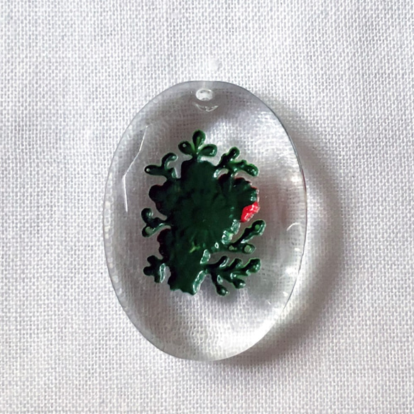 Glass Pendant 約25mm×18mm [PDT-054]＊1個＊Vintage＊ 5枚目の画像