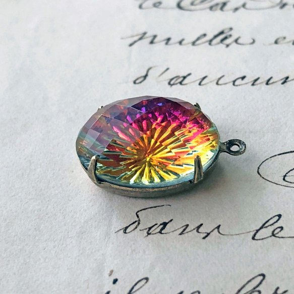 Glass Pendant Oval 約18×13mm [PDT-183]＊1個＊Vintage＊ 3枚目の画像