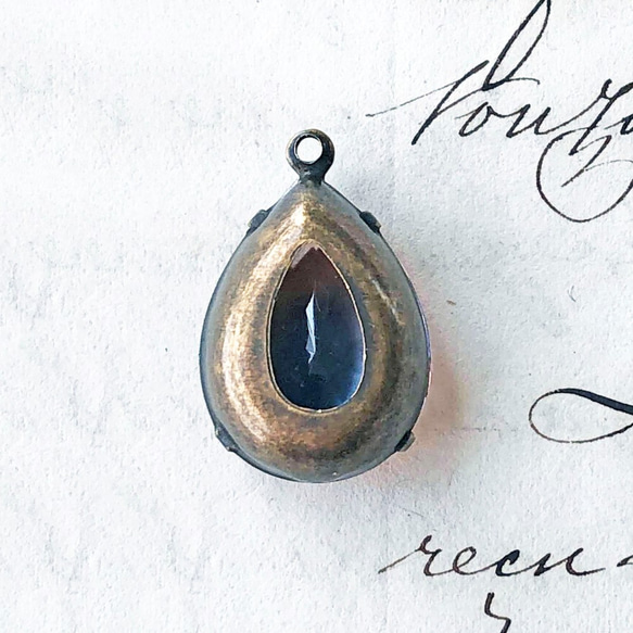 Glass Pendant Pear 約18mm×13mm [PDT-199]＊1個＊Vintage＊ 4枚目の画像