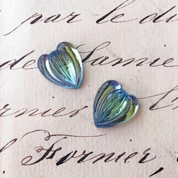 Glass Stones Hearts 約14mm×12mm [GLS-034]＊2個＊Vintage＊ 1枚目の画像