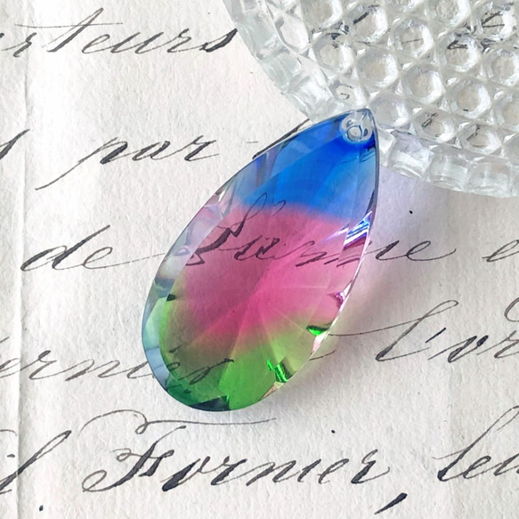 Glass Pendant Pear 約41mm×21mm [PDT-209-11]＊1個＊Vintage＊ 1枚目の画像