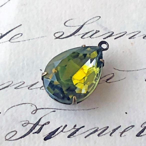 Glass Pendant Pear 約21mm×13mm [PDT-279]＊1個＊Vintage＊ 4枚目の画像