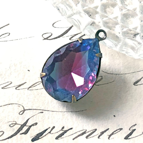 Glass Pendant Pear 約21mm×14mm [PDT-312]＊1個＊Vintage＊ 2枚目の画像