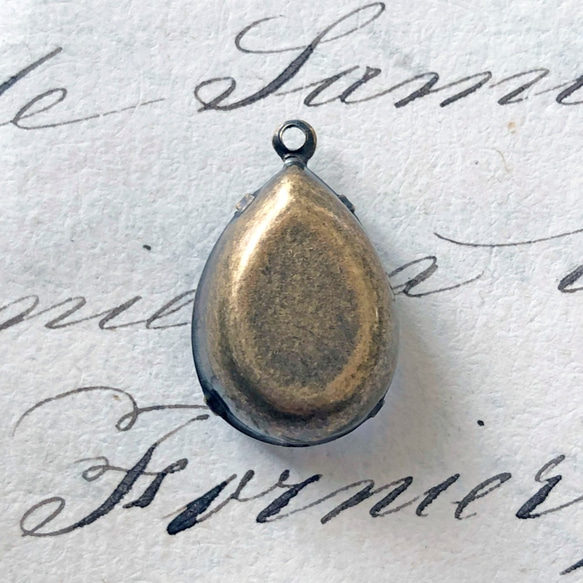 Glass Pendant Pear 約21mm×14mm [PDT-312]＊1個＊Vintage＊ 5枚目の画像