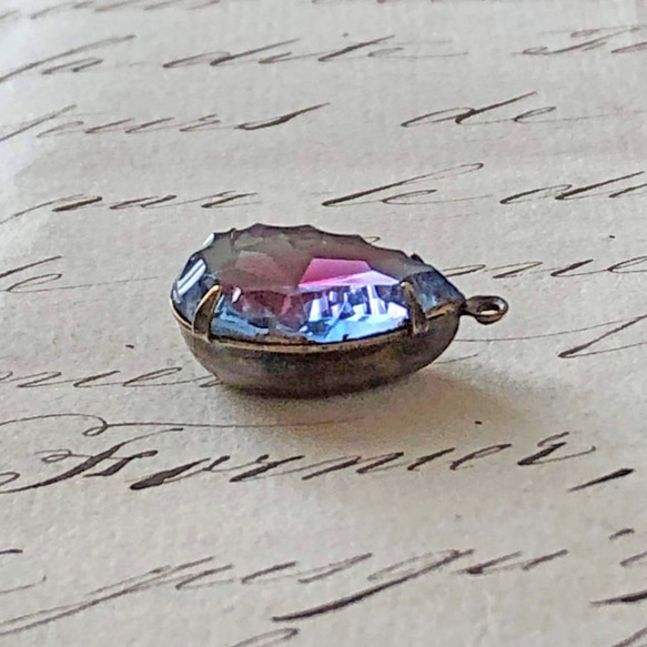 Glass Pendant Pear 約21mm×14mm [PDT-312]＊1個＊Vintage＊ 6枚目の画像