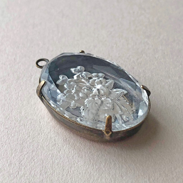 Glass Pendant Oval 約29mm×19mm [PDT-320]＊1個＊Vintage＊ 3枚目の画像