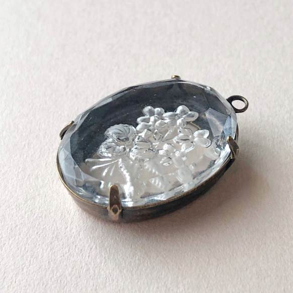 Glass Pendant Oval 約29mm×19mm [PDT-320]＊1個＊Vintage＊ 4枚目の画像