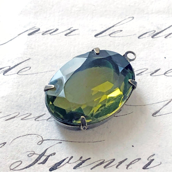 Glass Pendant Oval 約29mm×19mm [PDT-324]＊1個＊Vintage＊ 4枚目の画像