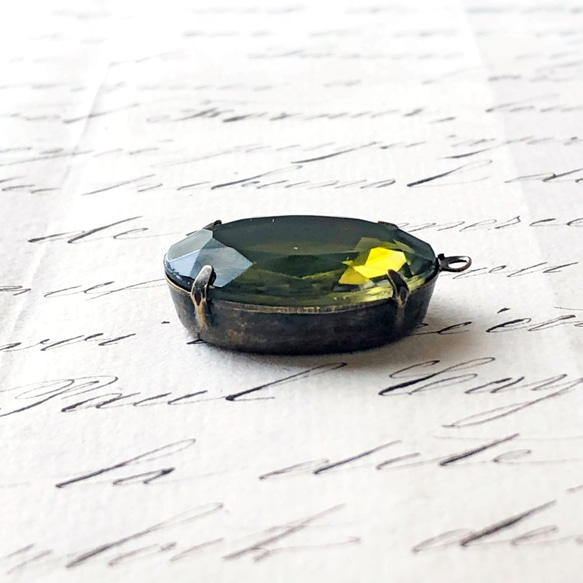 Glass Pendant Oval 約29mm×19mm [PDT-324]＊1個＊Vintage＊ 6枚目の画像