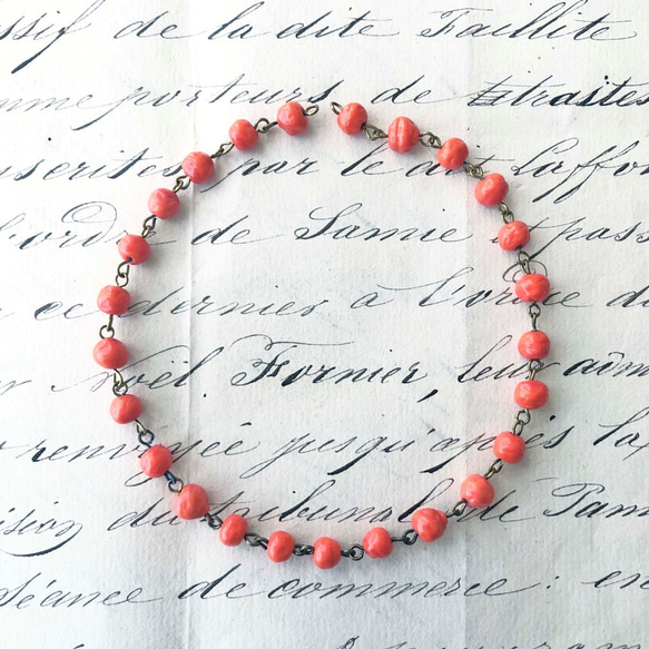 Vintage Glass Beaded Chain [BE-045]＊約25cm / 25個＊ 3枚目の画像