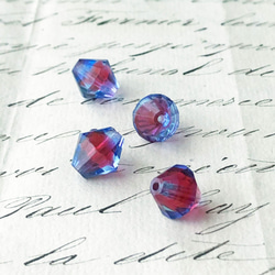 Glass Beads Bi-cone 約11mm×10mm [BE-173]＊4個＊Vintage＊ 1枚目の画像