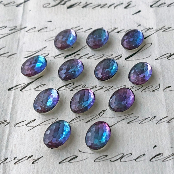 Sew-on Glass Oval 約10mm×7mm [SPH-20]＊1個＊Vintage＊ 3枚目の画像