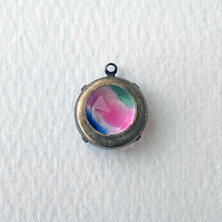 Glass Pendant Round 約16mm×13mm [PDT-384]＊1個＊Vintage＊ 5枚目の画像