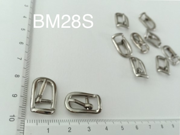 BM28S☆バックル長方形/高級シルバー色　幅12mm内径8㎜ 10個 2枚目の画像