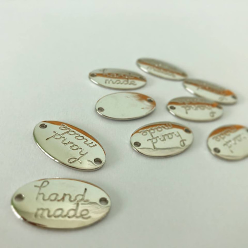 CH07S ハンドメイドプレートHandmade 光沢シルバー色 21*13mm/5