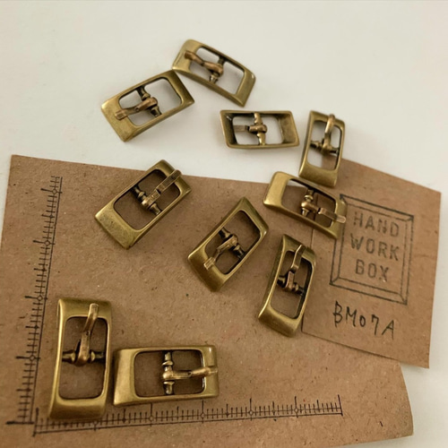 BM07A☆長方形型ミニバックル／レトロゴールド色 /幅10mm内7㎜/10個  