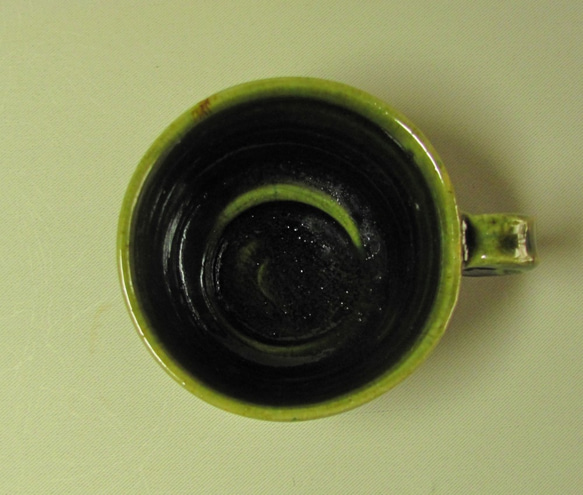 織部えのころ草文コーヒーカップ＆ソーサー　CC-3　陶器/カップ/コーヒーカップ/織部 4枚目の画像