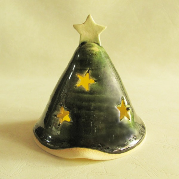 織部ミニクリスマスツリー LEDキャンドルライト付 CT-2 陶器